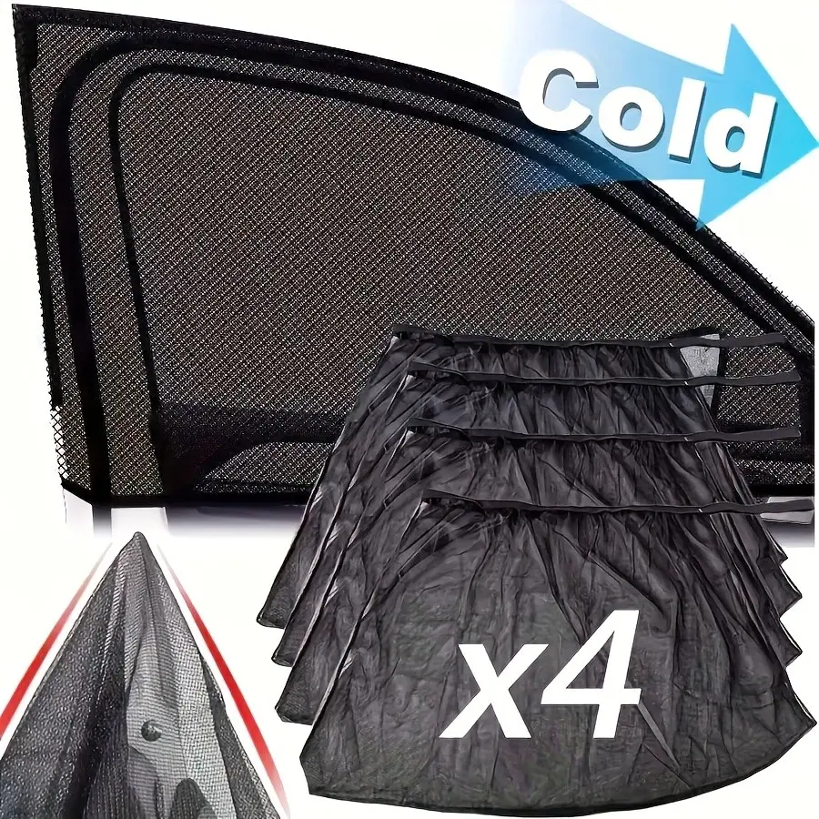 4-piece car window sunshades, Outside sunshade car window, and mosquito net curtains - foldable all-weather privacy protection, UV protection, and insect prevention, suitable for cars, trucks, and SUVs
