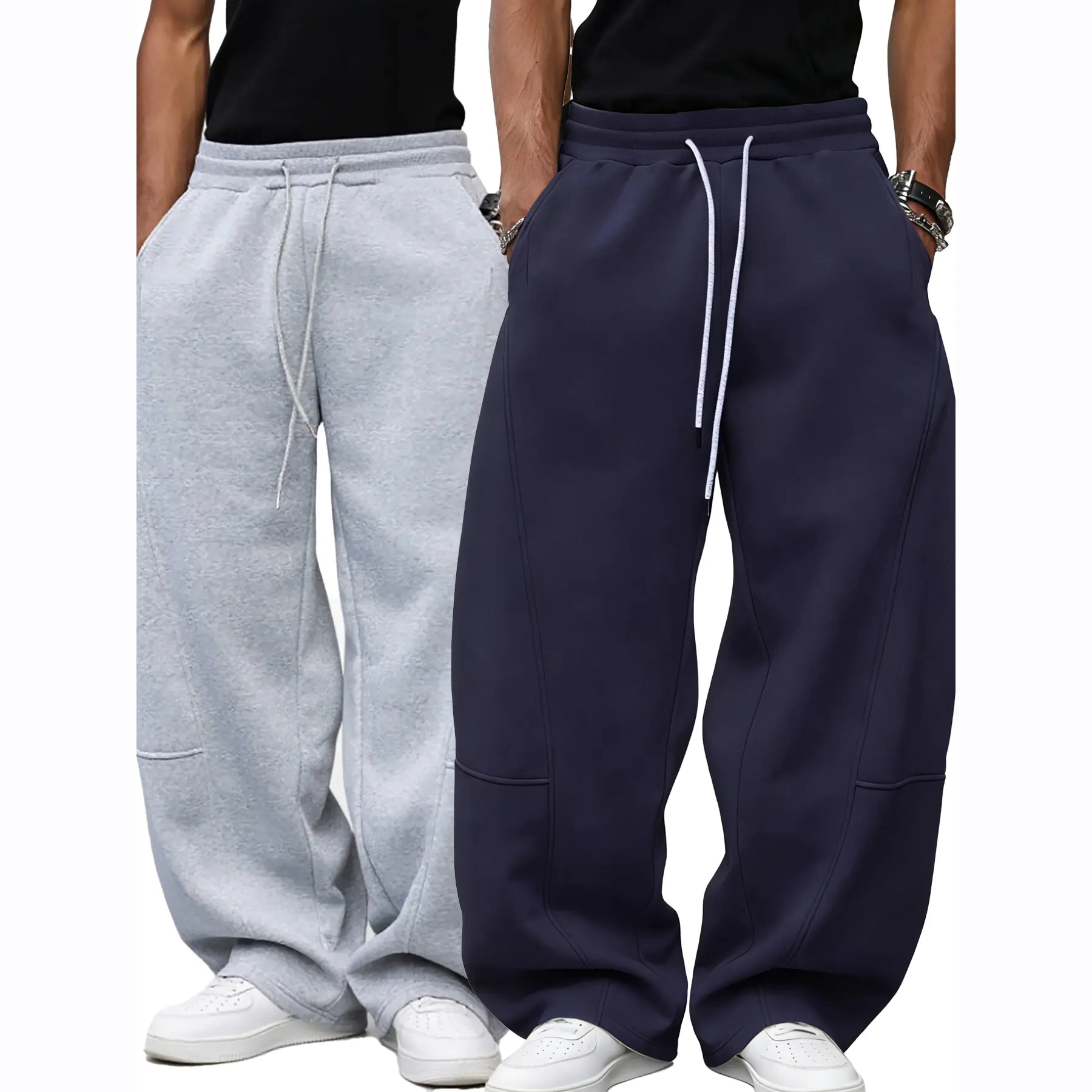 Unisex Drawstring Waist Winter Warm Straight Wide-Leg Loose Fit Jogger Pants with Pockets SpringStatements Pink Wide Leg Sweatpants Workout Casual Baggy pantalones para hombre, Clothes, tiktokshopspringglowup on trend