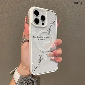 Featuring TS Lyrics And Flowers Pattern Premium Magnetic Phone Cases for iPhone 17 Air 16 15 14 Pro Max Plus 13 12 11 Smartphone Shockproof Protection Acrylic Cover Cellphone Protective magsafe magnetic case Aesthetic Resistance Casing Protector