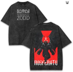 Nosferatu Zodd Oversized Tee – Red Washed Graphic with Demon Wings & Sigil | Only for Hardcore Anime Fans Basic Cotton