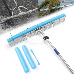 Aluminum Landscape & Lake Rake, 31'' Wide Rakes for Gravel Driveway Leveling,Soil Loosening,Aquatic Weed,Algae Removal, Long Handle Landscaping Tool for Beach, & Lawn Yard