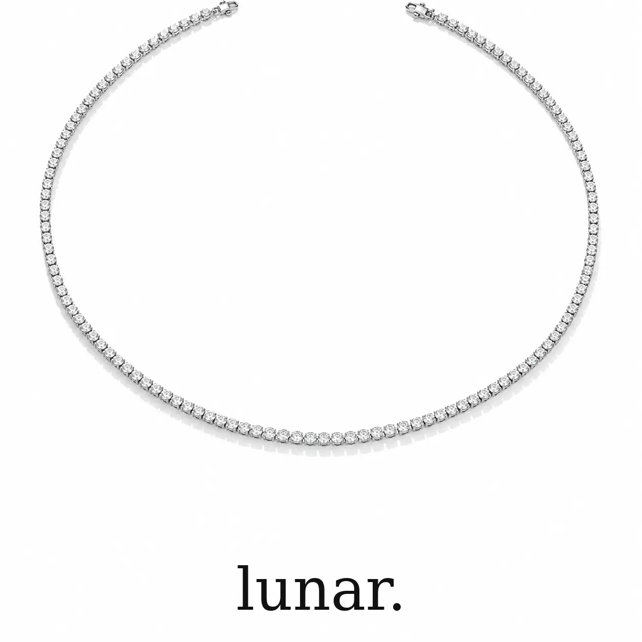 Lunar Silver Tone CZ Tennis Necklace for Women, Fully Paved Iced Chain, 18-20 Inch Sparkle Jewelry