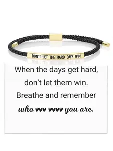 Dont Let The Hard Days Win Bracelet for Women Adjustable Handmade Braided Bracelet Stainless Steel Tube Engraved Inspirational Bracelet for Women Men Inspirational Jewelry Gifts