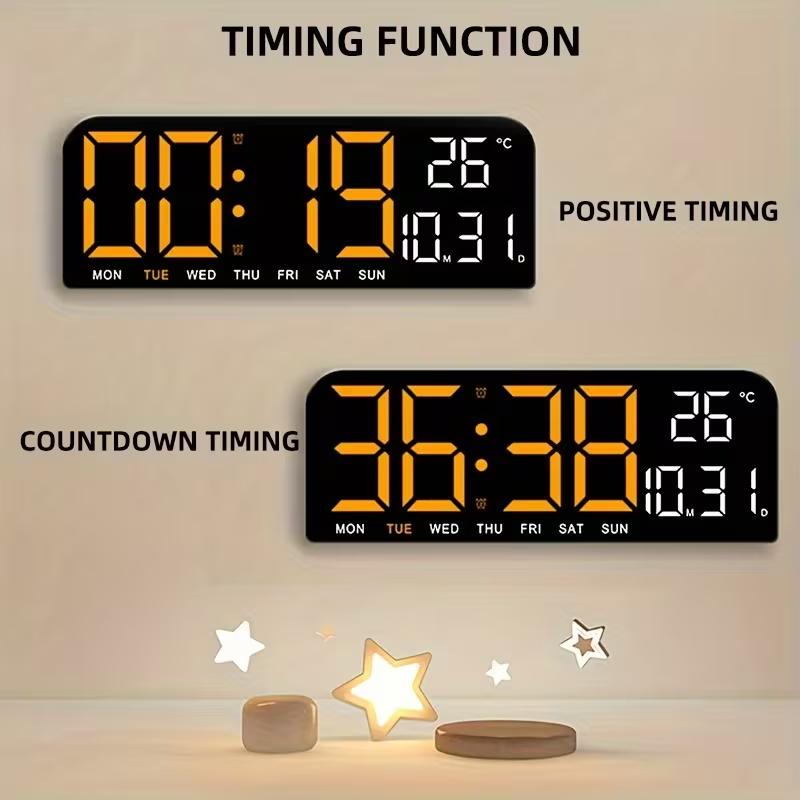 Digital alarm clock with date and temperature/humidity display, three adjustable brightness levels, two sets of alarms and countdown functions. An ideal household item for bedrooms, offices and living rooms.