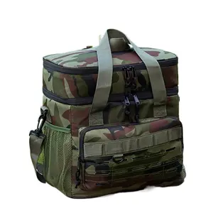Camouflage Design Large Capacity Insulated Refrigerator Bag - Adjustable Shoulder Strap and Zipper Closure, Suitable for Camping, Picnics, and Travel Portable Cooler Box