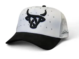 5-Stars A-Frame Lost Calf Hat in White with Rhinestones Classic Western Snapback for Modern Look & Comfort