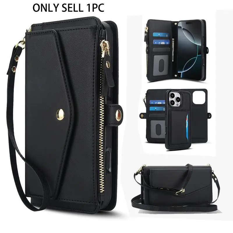Crossbody bag with zipper wallet phone case+wrist strap phone case for iPhone 17 16e/ Crossbody bag with zipper wallet phone case+wrist strap phone case for iPhone 17 16e/