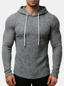 ZAFUL Men's Casual Ribbed Knit Patch Design Long Sleeves Hooded T-shirt Menswear Sweatshirts graphic tee graphic t-shirts vintage tees funny graphic tee