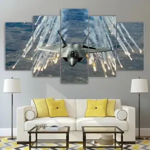 F22 Raptor Canvas Wall Art Framed / Jet Fighter Poster 5 Piece / F22 Poster And Prints Home Decor
