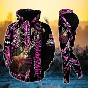 Premium Deer Hunting Skull Pattern 3D Hoodie and Leggings Set – Personalized Country Girl Outfit, Custom Hunting Gift for Women