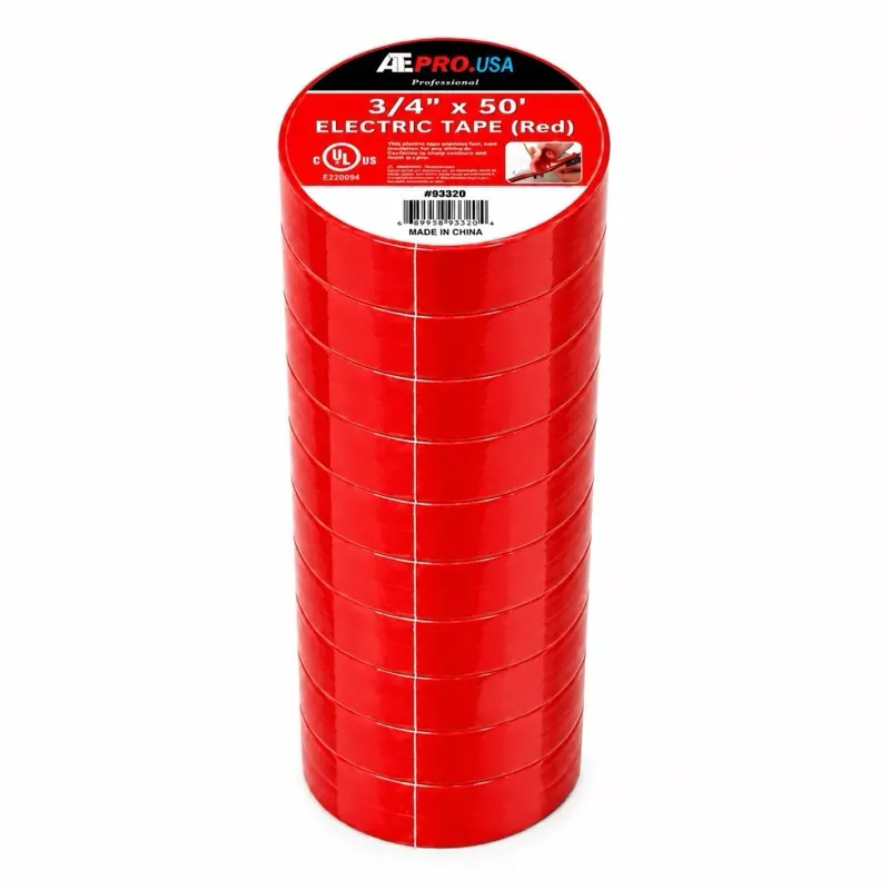 AT PRO.USA Professional Heavy-Duty Vinyl Electrical Tape (10 Pack), 3/4” x 50’, Flame-Retardant, Strong Adhesive, UL Listed, Multi-Color Insulating Tape