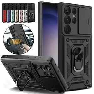 WWH Armor Rotate Magnetic Case For Samsung Galaxy S25 24 23 22 Ultra S21 S20 Plus A25 A54  With Ring Stand Camera Lens Anti-Scratch