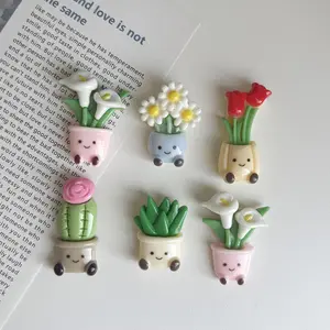 Set of 6 Flower Pot Shaped Refrigerator Magnets, Cute and Creative Design, Ideal for Kitchen Office Whiteboard Cabinet Dishwasher Decor