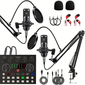 New Podcast Equipment Bundle 2 V8s Voice Changer Bm800 Condenser Computer sound card
