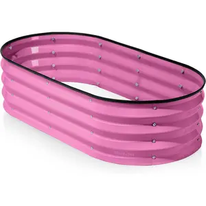 4x2x1 FT Galvanized Raised Garden Bed – Pink Metal Planter Box for Outdoor Gardening of Vegetables & Flowers