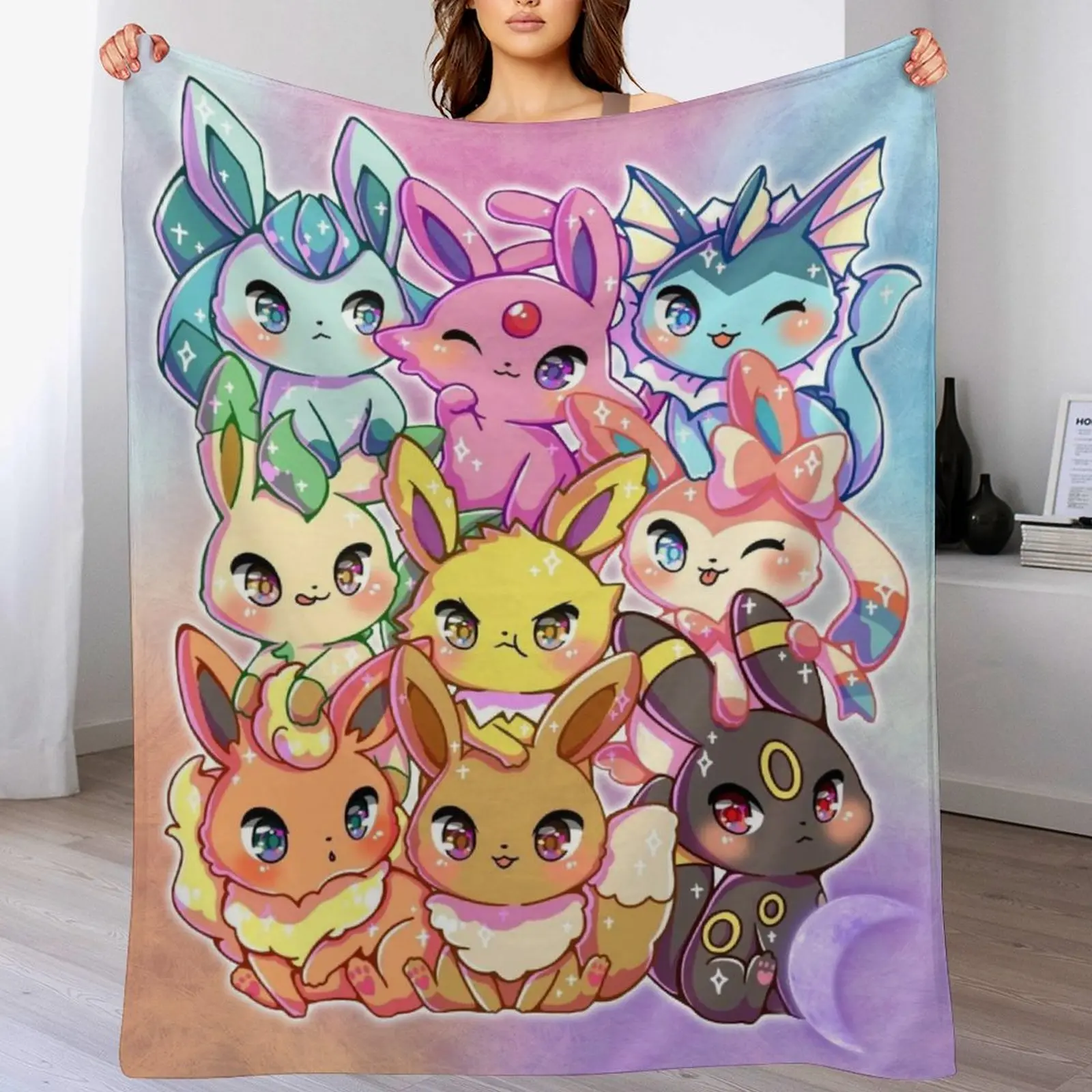 Pokemon Blanket, Eevee Blanket Pikachu Blanket for Bed, Couch, Or Sofa - 40"x50"