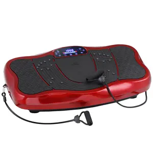 Answer E 120 Levels Vibration Plate Exercise Machine for Lymphatic Drainage Full Body Workout Vibrating Platform for Strength Toning & Fat Loss W/Bluetooth Red & Fitness Resistance Bands
