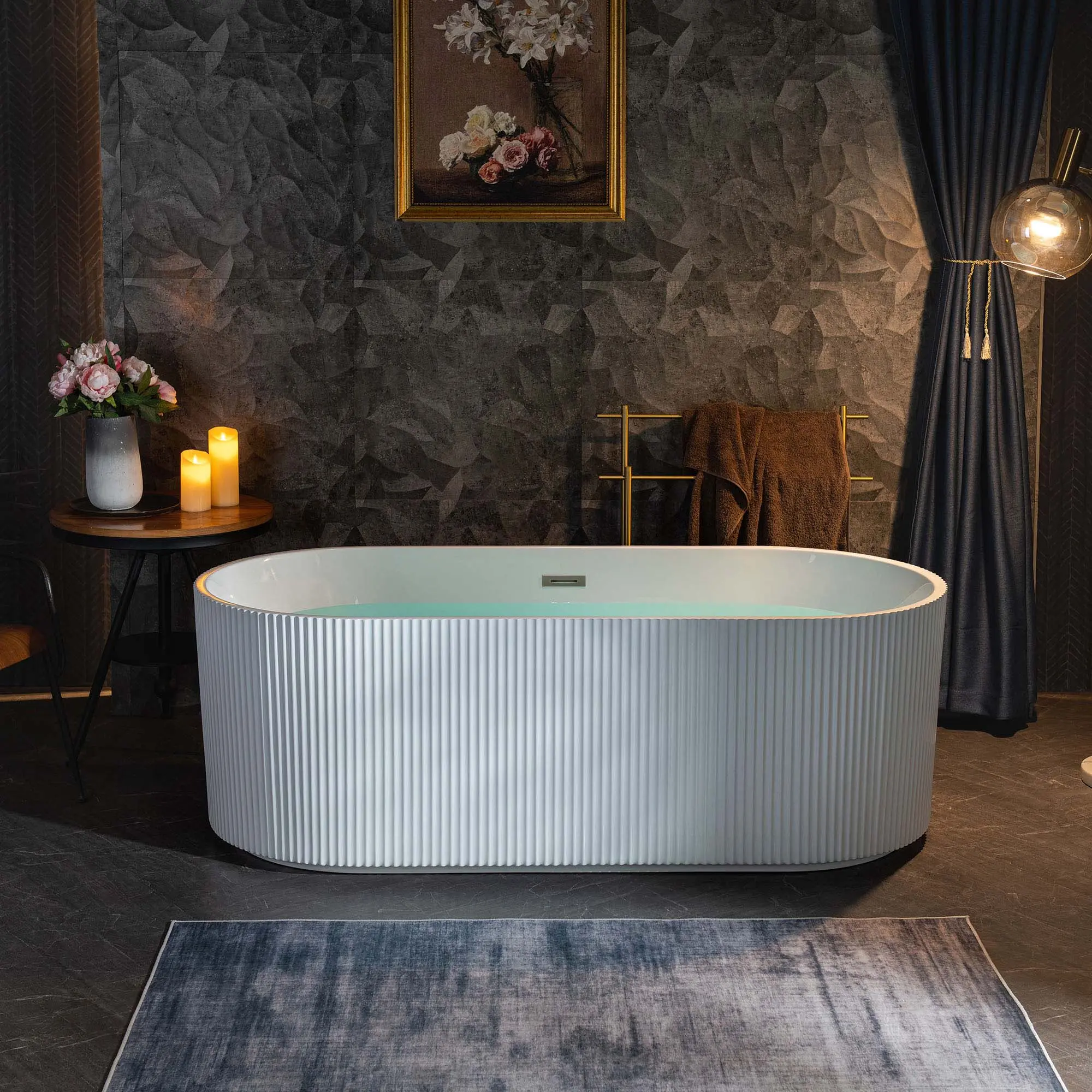 WOODBRIDGE 67" L x 31-1/2" W Freestanding Contemporary Soaking Bathtub with chrome Pop-Up Drain and Overflow Option, White, BTA1526