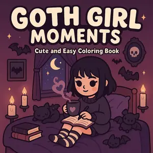Gothic Girl Coloring Book, Pastel Gothic & Emo Style Patterns, Adult Coloring Book, Stress Relief, Art Therapy, Perfect Gift, Doodle Books
