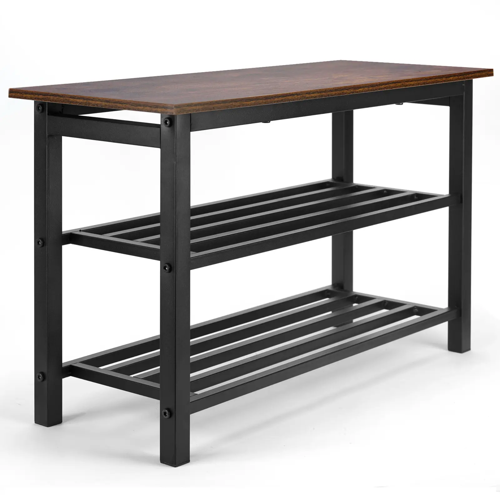 3-Tier Shoe Rack Bench with Seat, Space Saving Modern Entryway Storage Shoe Shelf Organizer, Multifunctional Hallway Bench for Living Room, Bedroom & Front Door
