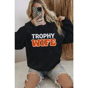 Men's Casual Long-Sleeve Pullover Hoodie, Menswear Tops Sweatshirts - Trophy Wife Statement Clothes for Daily Wear