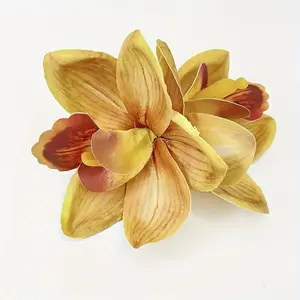 Bohemian Style Fabric Flower Hair Clip - Adorable Tropical Hawaiian Orchid Bridal Headpiece