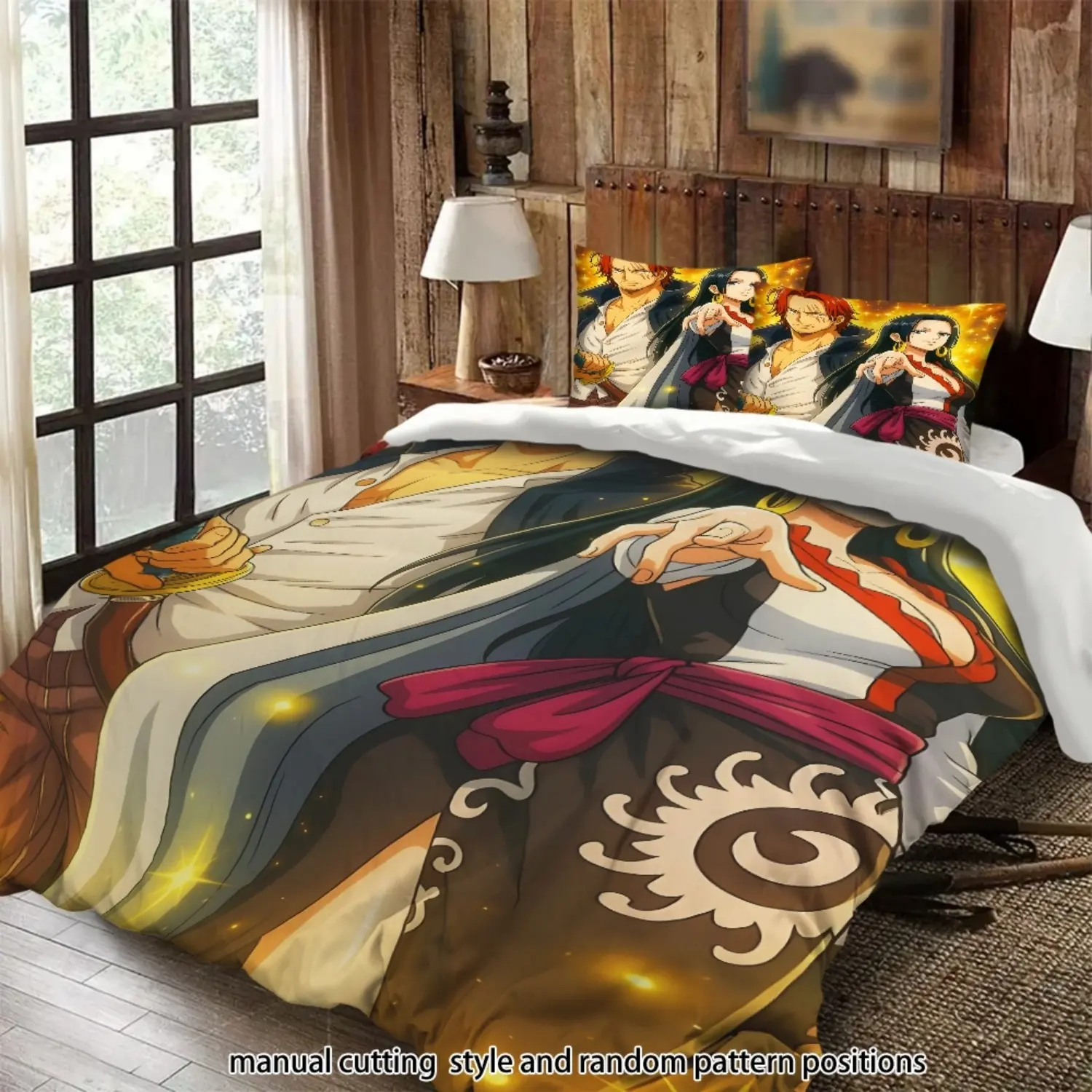 Red-Haired Shanks and Empress Hancock Anime Merchandise 3-Piece Duvet Set, Bedding Set, Suitable as a Gift