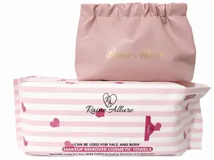 Raine Allure Makeup Remover Cosmetic Towels 200 Uses per Pack PLUS One On-the-go Travel Bag