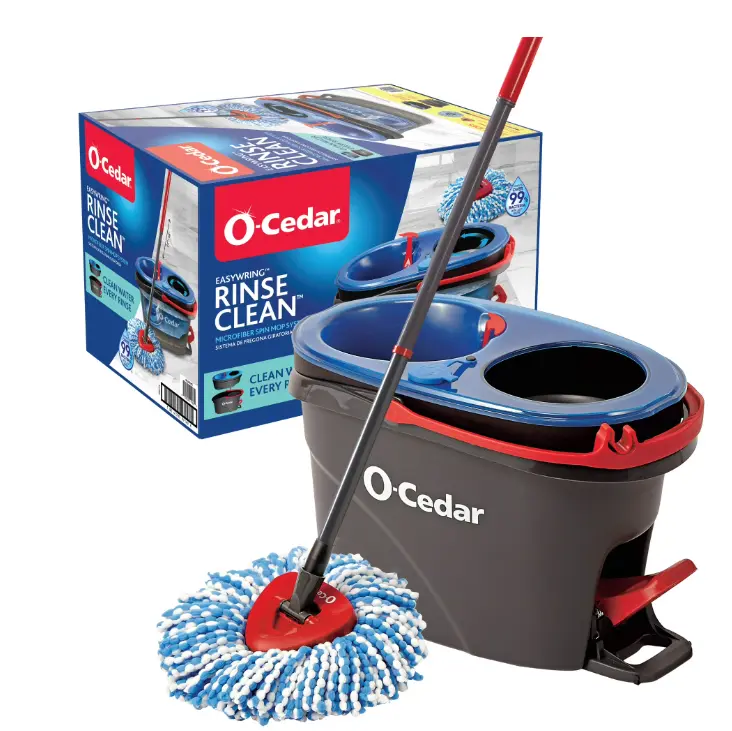 O-Cedar RinseClean Spin Mop With 2-Tank System and Microfiber Mop Head