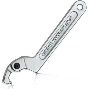 Adjustable C Spanner Hook Wrench Tool Adjustable Pin Spanner Wrench Tool for Mechanical Equipments  Tighten Lock Nuts & Bearings, Round , 3/4-2"(19-51mm), Chrome-Vanadium Steel