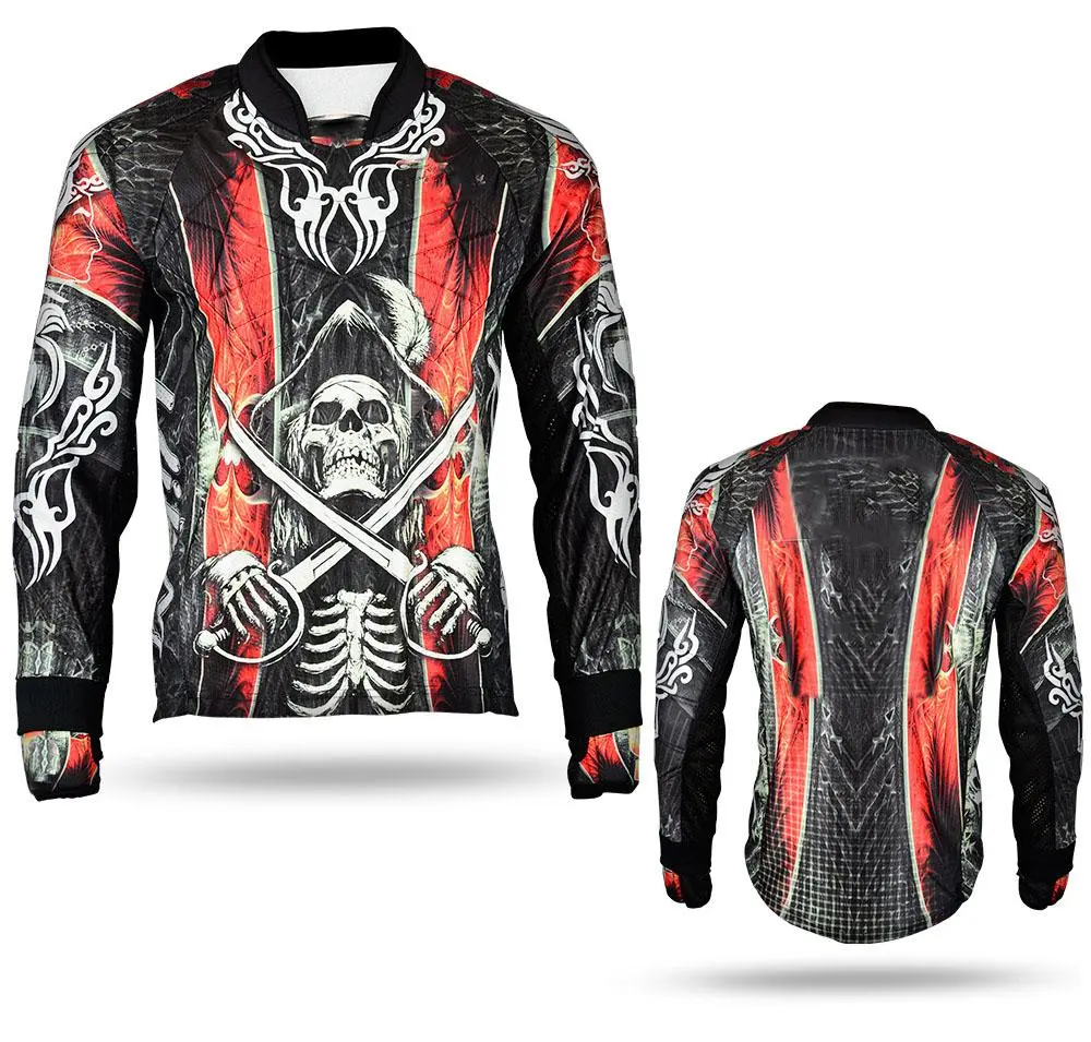 Galaxy High Quality Paintball Long Sleeve Padded Lightweight Jersey Black/Red - 1104