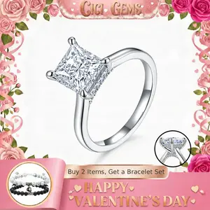 CICI GEMS 2CT Princess Cut Moissanite Halo Ring for Women D VVS1 Stackable 18K Gold Plated Lab-Created Hypoallergenic Wedding Engagement Anniversary Gift Fine Jewelry