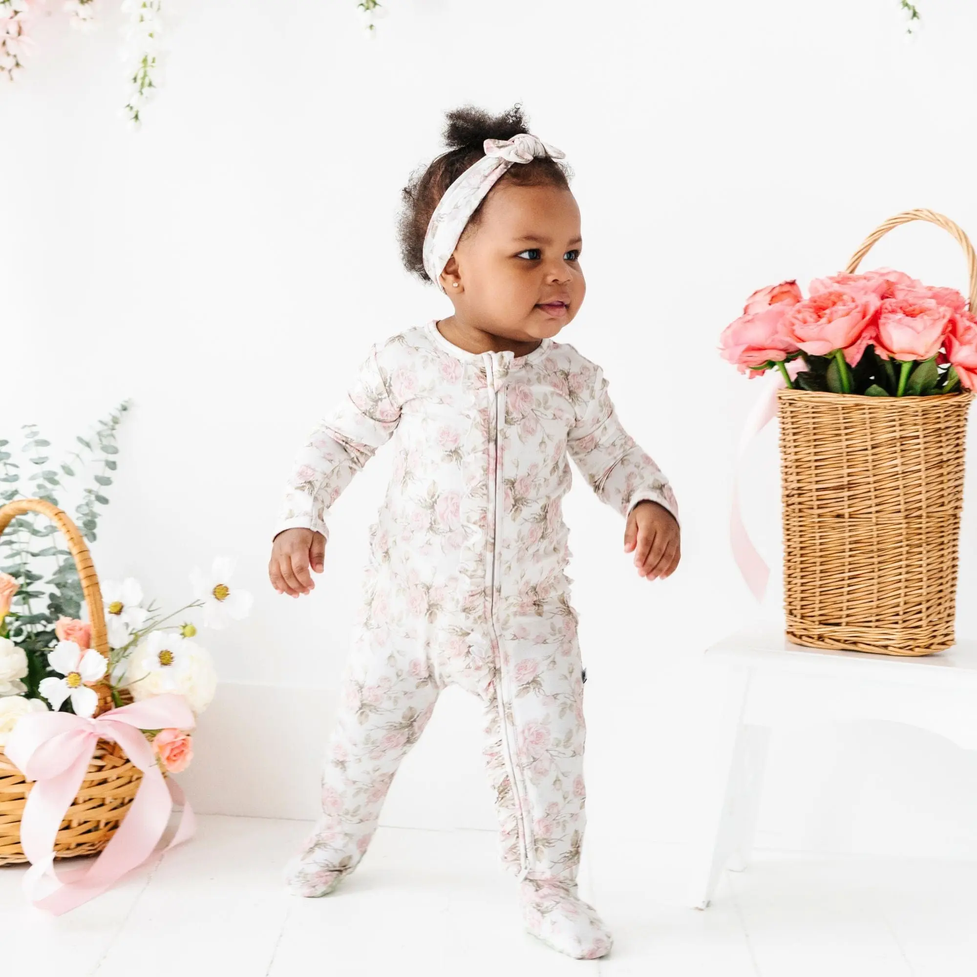 Timeless Trellis Ruffle Footie