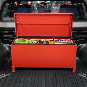 GARVEE Heavy Duty Aluminum Truck Tool Box, 36 x 15 inch Jobsite Chest w/Dual Hydraulic Levers, Secure Storage for Garage & Workshop (Red)