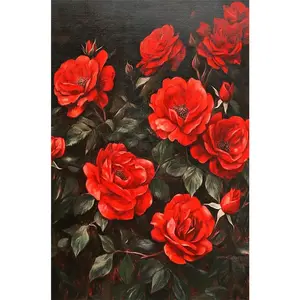 1PC 5D diamond painting 2D flat printing DIY Diamond Painting Kit Red Roses 5D Full Drill Embroidery Cross Stitch Arts Craft for Home Wall Decor Gift 30x40cm