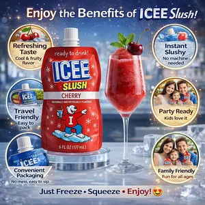 ICEE Slush 12-Pack Frozen Fruit Drink Pouches 6oz Each Red Cherry Just Freeze Squeeze for Instant Slushy Drink No Machine Needed Perfect for Parties Lunchboxes & Gifts Natural Taste Beverage