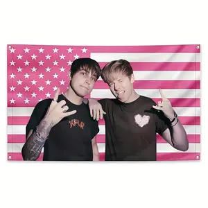 Jake & Johnnie Sam & Colby American Flag Tapestry - 2x3ft Pink with Stars & Stripes Design, Durable Polyester, 4 Grommets for Easy Hanging - Perfect for College Dorm, Bedroom, Indoor/Outdoor Party Decor, American Flag Accessories