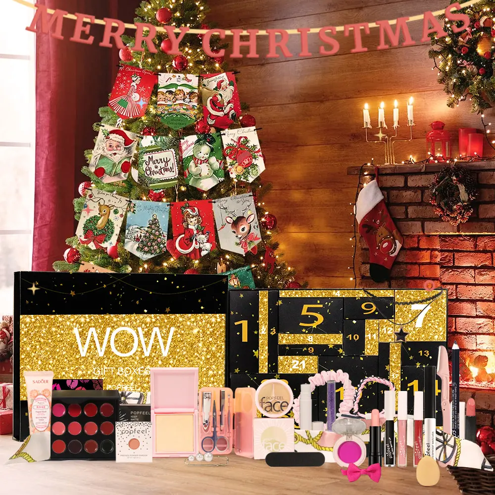 POPFEEL Mega Makeup & Accessory Gift Box - Includes Eyeshadow Palette, Lip Gloss, Necklace, Blush, Scrunchies & More! The Ultimate Surprise Gift for Christmas, Valentine's Day Makeup Kit Set