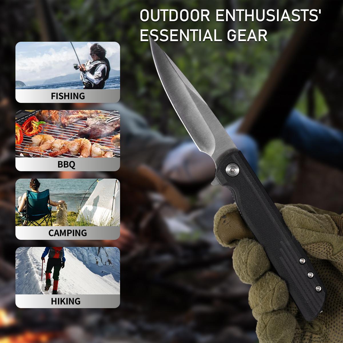 EDC G10 Handle Folding Pocket Knife,Lightweight Tactical Folding Utility Knife, Durable Everyday Carry Tool for Camping