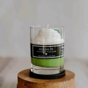 Fire Doll Studio Key Lime Pie Scented 10 oz Soy Wax Candle with Whipped Wax Top Natural Clean Burning Handcrafted in Champaign Illinois