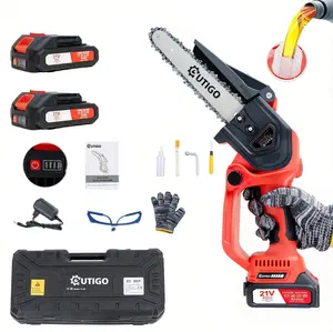Mini Chainsaw with Battery, 8 inch Electric Chainsaw with 2 * 21V Batteries, with Safety Lock and Strong Motor for Tree Trimming, 800 W