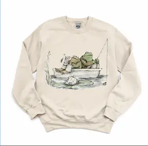 Frog & Toad Fishing Unisex Sweatshirt, Fishing Frogs Shirt, Fathers Day Tee, Matching Family Sweatshirt, Retro Frog Lover Shirt Graphic Crewneck