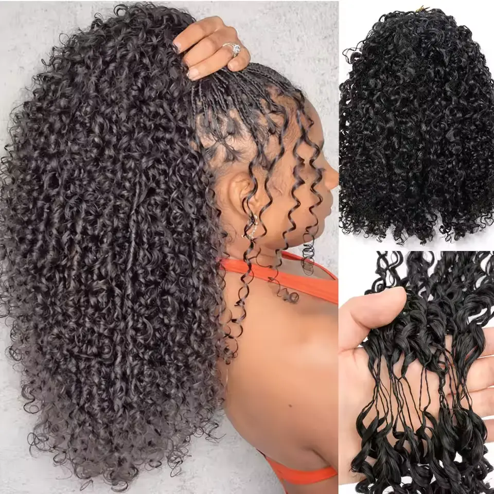 Bling Hair Small Spirals Curly Pixie Curly Feather Crochet Human Hair For Women Pre Separated Knotless Crochet Hair For Braiding Pre Looped Crochet Human Hair