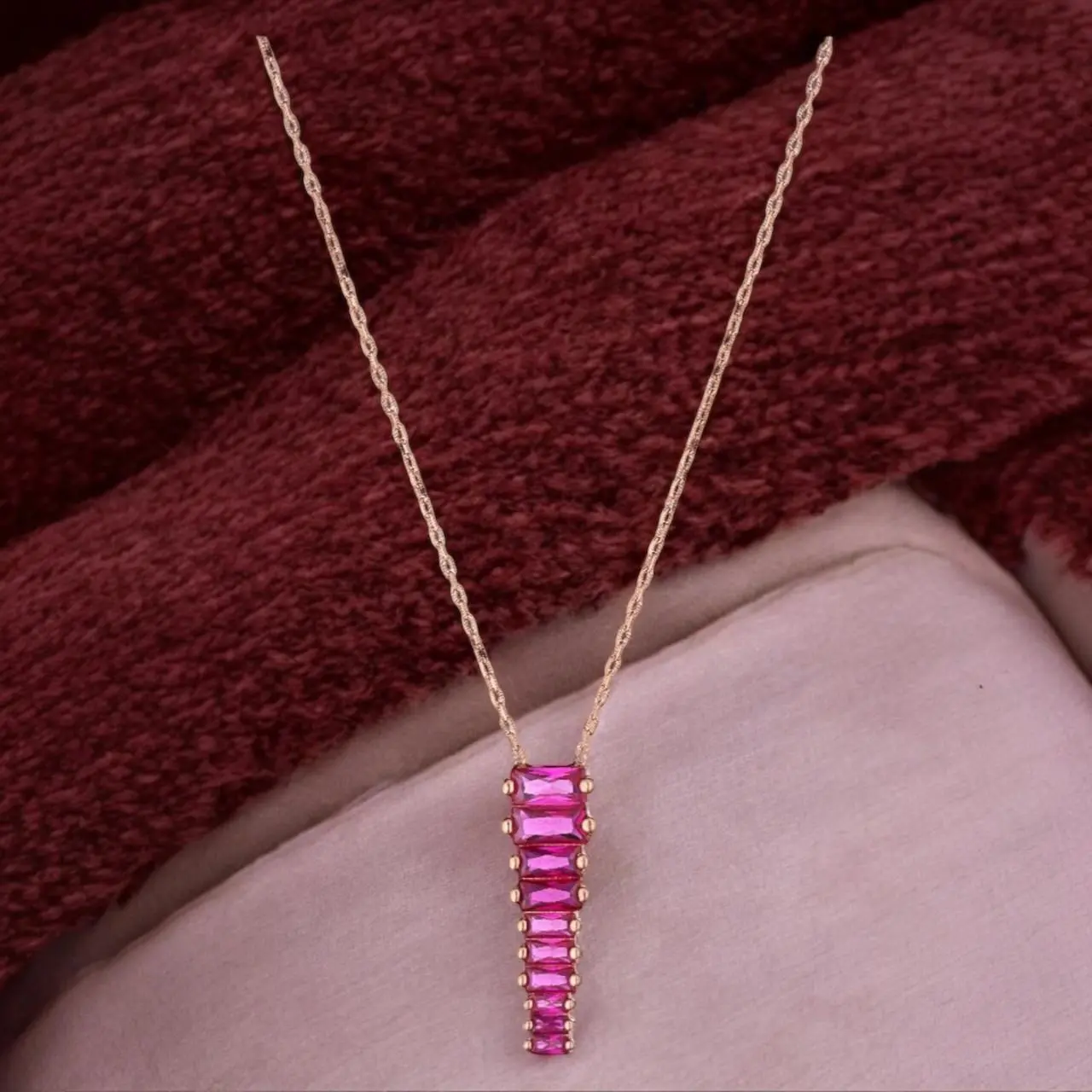 VENICE Pink Sapphire Pendant  Necklace
