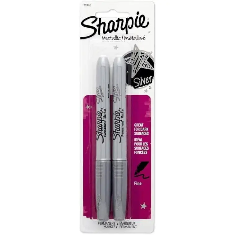 Sharpie Fine Point Metallic Silver Permanent Marker - 18 Blister Packs (2 Each), Total 36 for Office Stationery Writing & Correction Needs