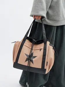 Fashionable Star Pattern Shoulder Bag, Large Capacity Drawstring Shoulder Bag for Women, Casual Trendy Versatile High-quality Daily Commuting Bag, Girl Fashionable Shopping Bag