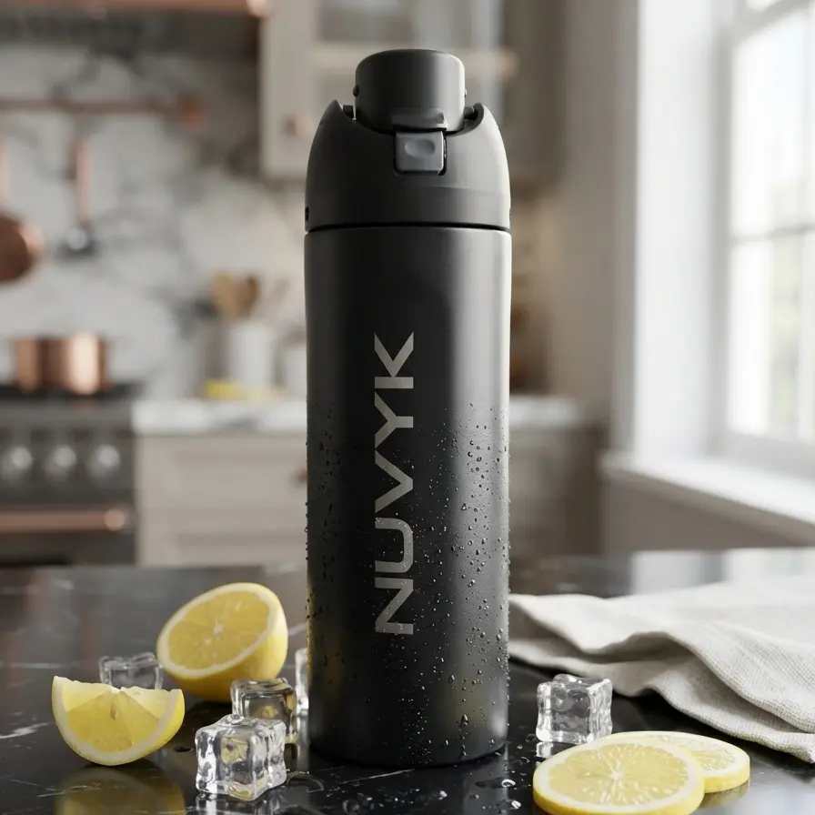 NUVYK 24oz Stainless Steel Insulated Tumbler with Handle and Straw, Reusable Travel Cup with Lid for Hot & Cold Drinks