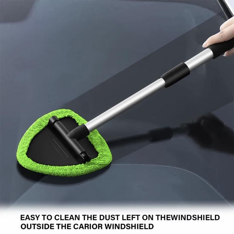 Windshield Cleaner Tool - Extendabie HandleAuto Glass Wiper Kit with 3 Reusable WashableMicrofiber Pads! Perfect for Car Interior &Exterior, Cleans Dirty Windows Easily. GreenWand + Cloth Pads, Must-Have Car CleaningBrushes for Spotless Glass microfiber t