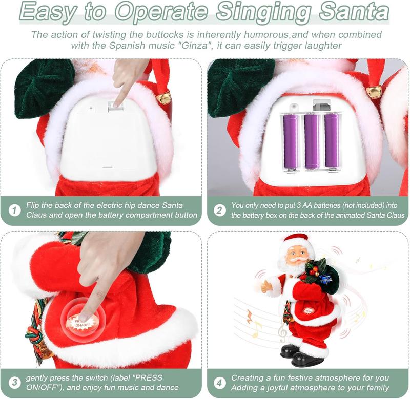 Singing Dancing Santa Plush / Reindeer, Spinning Tree Toy - Twerk Butt Design, Fun Christmas Party Decoration for Festive Gatherings