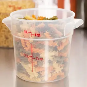 Cambro 1 Qt. Translucent Round Polypropylene Food Storage Container with Lid Kitchen Transparent Airtight Stackable Utensils foodstorage freezersafe containers needs food cover microwave-safe preserving containers